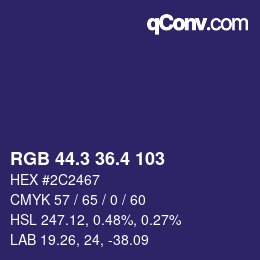 カラーコード: RGB 44.3 36.4 103 | qconv.com
