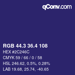 カラーコード: RGB 44.3 36.4 108 | qconv.com