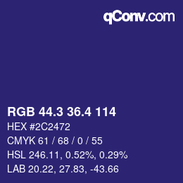 カラーコード: RGB 44.3 36.4 114 | qconv.com