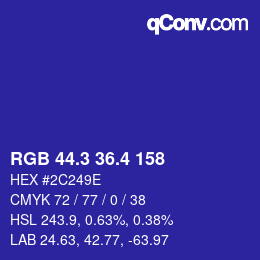 カラーコード: RGB 44.3 36.4 158 | qconv.com