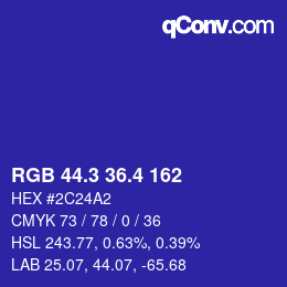 カラーコード: RGB 44.3 36.4 162 | qconv.com