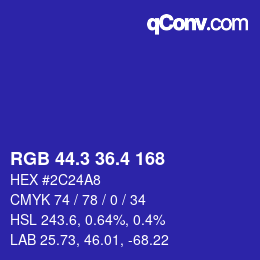 カラーコード: RGB 44.3 36.4 168 | qconv.com