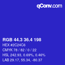 カラーコード: RGB 44.3 36.4 198 | qconv.com