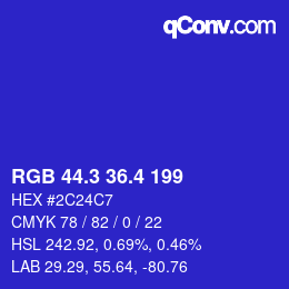 カラーコード: RGB 44.3 36.4 199 | qconv.com
