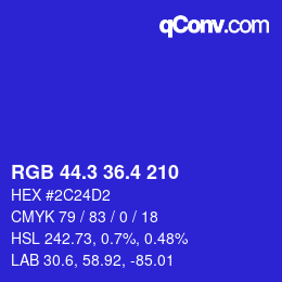 カラーコード: RGB 44.3 36.4 210 | qconv.com