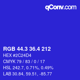 カラーコード: RGB 44.3 36.4 212 | qconv.com