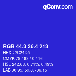 カラーコード: RGB 44.3 36.4 213 | qconv.com