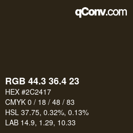 カラーコード: RGB 44.3 36.4 23 | qconv.com