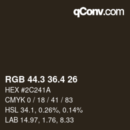 カラーコード: RGB 44.3 36.4 26 | qconv.com