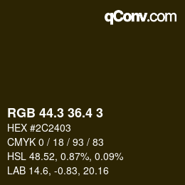 カラーコード: RGB 44.3 36.4 3 | qconv.com
