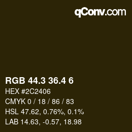 カラーコード: RGB 44.3 36.4 6 | qconv.com