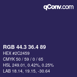 カラーコード: RGB 44.3 36.4 89 | qconv.com
