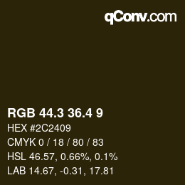 カラーコード: RGB 44.3 36.4 9 | qconv.com