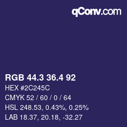 カラーコード: RGB 44.3 36.4 92 | qconv.com