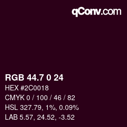 カラーコード: RGB 44.7 0 24 | qconv.com