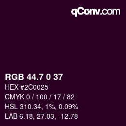 カラーコード: RGB 44.7 0 37 | qconv.com