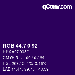 カラーコード: RGB 44.7 0 92 | qconv.com