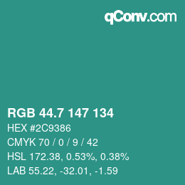 カラーコード: RGB 44.7 147 134 | qconv.com