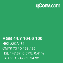カラーコード: RGB 44.7 164.6 100 | qconv.com