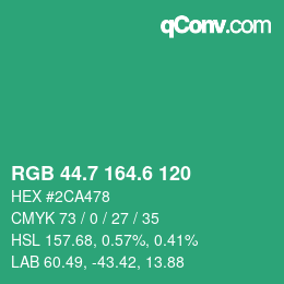 カラーコード: RGB 44.7 164.6 120 | qconv.com