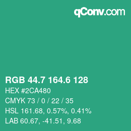 カラーコード: RGB 44.7 164.6 128 | qconv.com