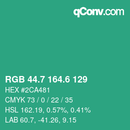 カラーコード: RGB 44.7 164.6 129 | qconv.com