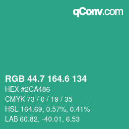 カラーコード: RGB 44.7 164.6 134 | qconv.com