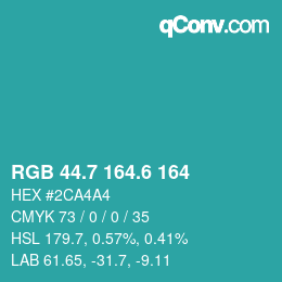 カラーコード: RGB 44.7 164.6 164 | qconv.com