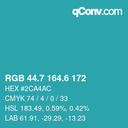 カラーコード: RGB 44.7 164.6 172 | qconv.com