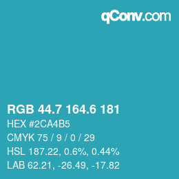 カラーコード: RGB 44.7 164.6 181 | qconv.com