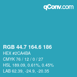 カラーコード: RGB 44.7 164.6 186 | qconv.com