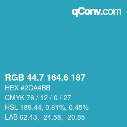 カラーコード: RGB 44.7 164.6 187 | qconv.com