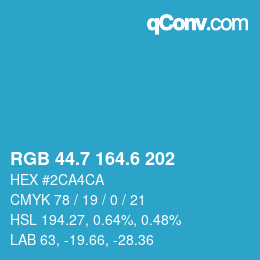 カラーコード: RGB 44.7 164.6 202 | qconv.com