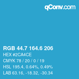 カラーコード: RGB 44.7 164.6 206 | qconv.com