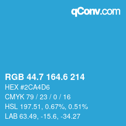 カラーコード: RGB 44.7 164.6 214 | qconv.com