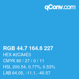 カラーコード: RGB 44.7 164.6 227 | qconv.com