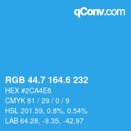 カラーコード: RGB 44.7 164.6 232 | qconv.com