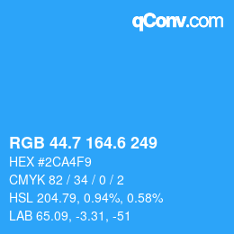 カラーコード: RGB 44.7 164.6 249 | qconv.com