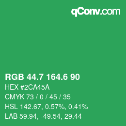 カラーコード: RGB 44.7 164.6 90 | qconv.com
