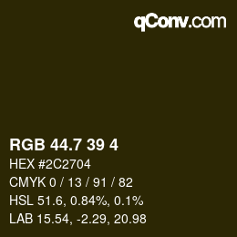 カラーコード: RGB 44.7 39 4 | qconv.com