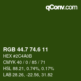 カラーコード: RGB 44.7 74.6 11 | qconv.com
