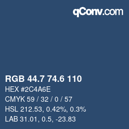 カラーコード: RGB 44.7 74.6 110 | qconv.com