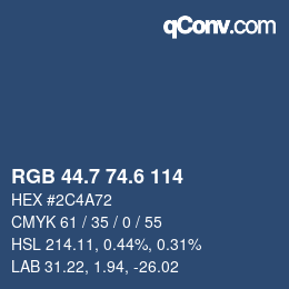 カラーコード: RGB 44.7 74.6 114 | qconv.com