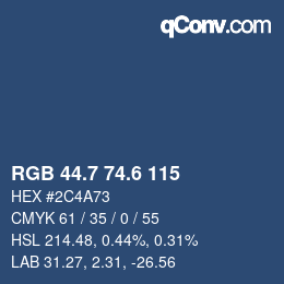 カラーコード: RGB 44.7 74.6 115 | qconv.com