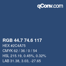 カラーコード: RGB 44.7 74.6 117 | qconv.com