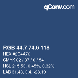 カラーコード: RGB 44.7 74.6 118 | qconv.com