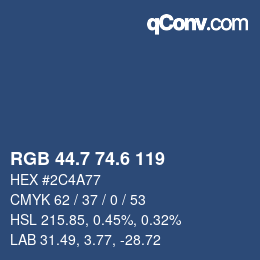 カラーコード: RGB 44.7 74.6 119 | qconv.com