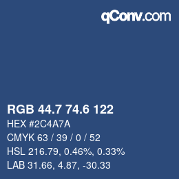 カラーコード: RGB 44.7 74.6 122 | qconv.com