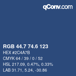 カラーコード: RGB 44.7 74.6 123 | qconv.com