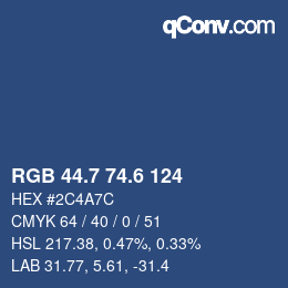 カラーコード: RGB 44.7 74.6 124 | qconv.com